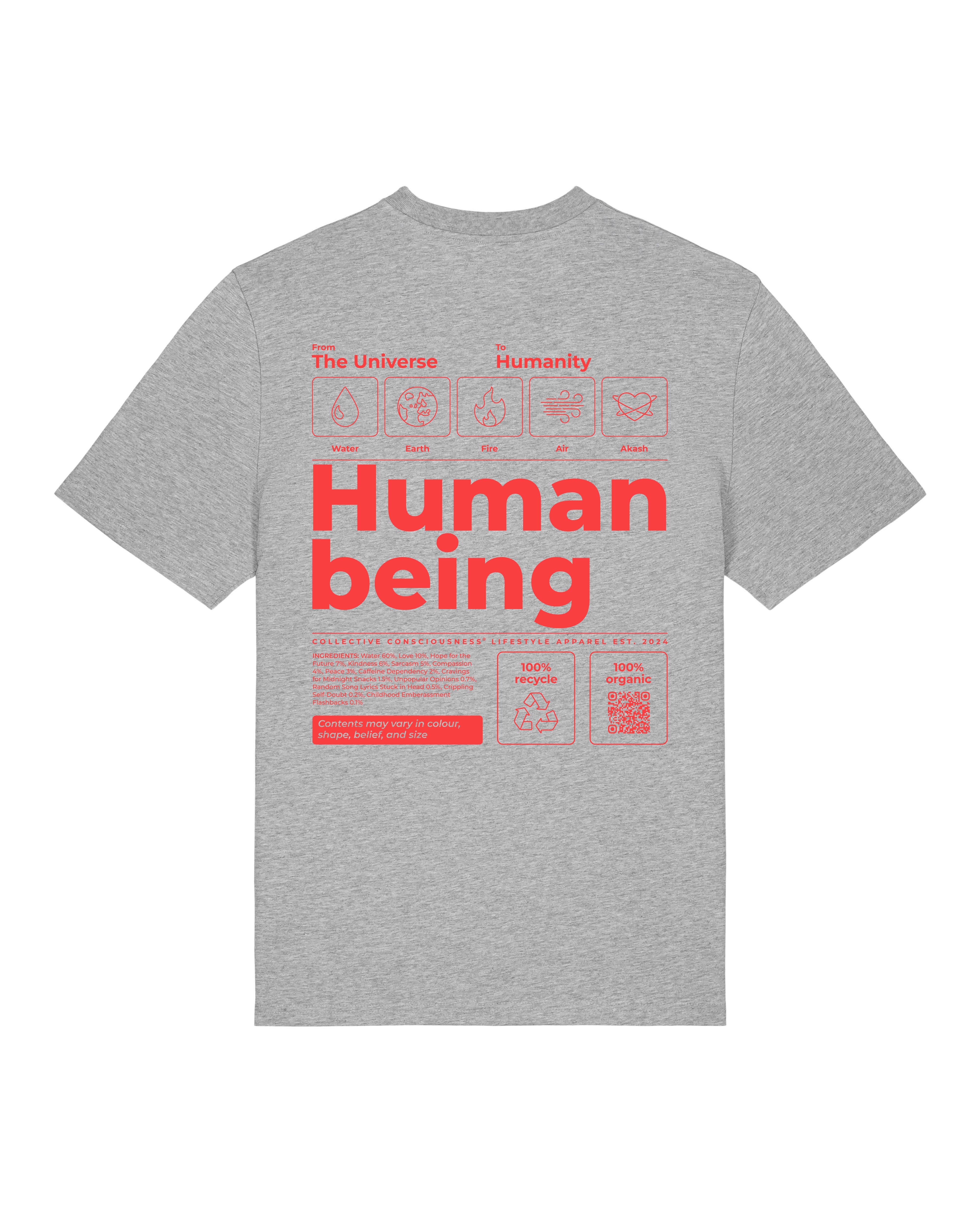 CC Human Being T-Shirt - Grey/Orange
