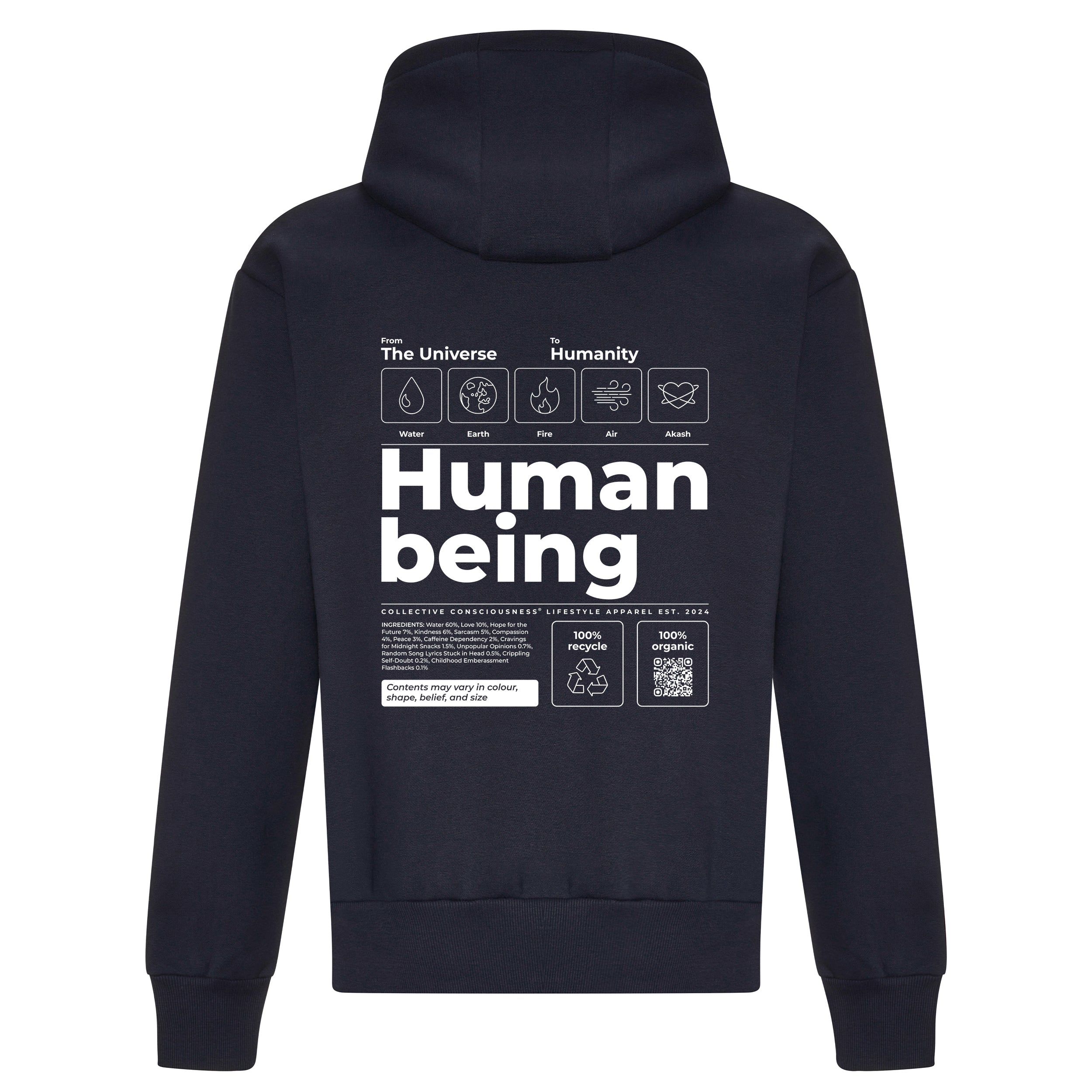 "Human Being" French Navy Signature Hoodie