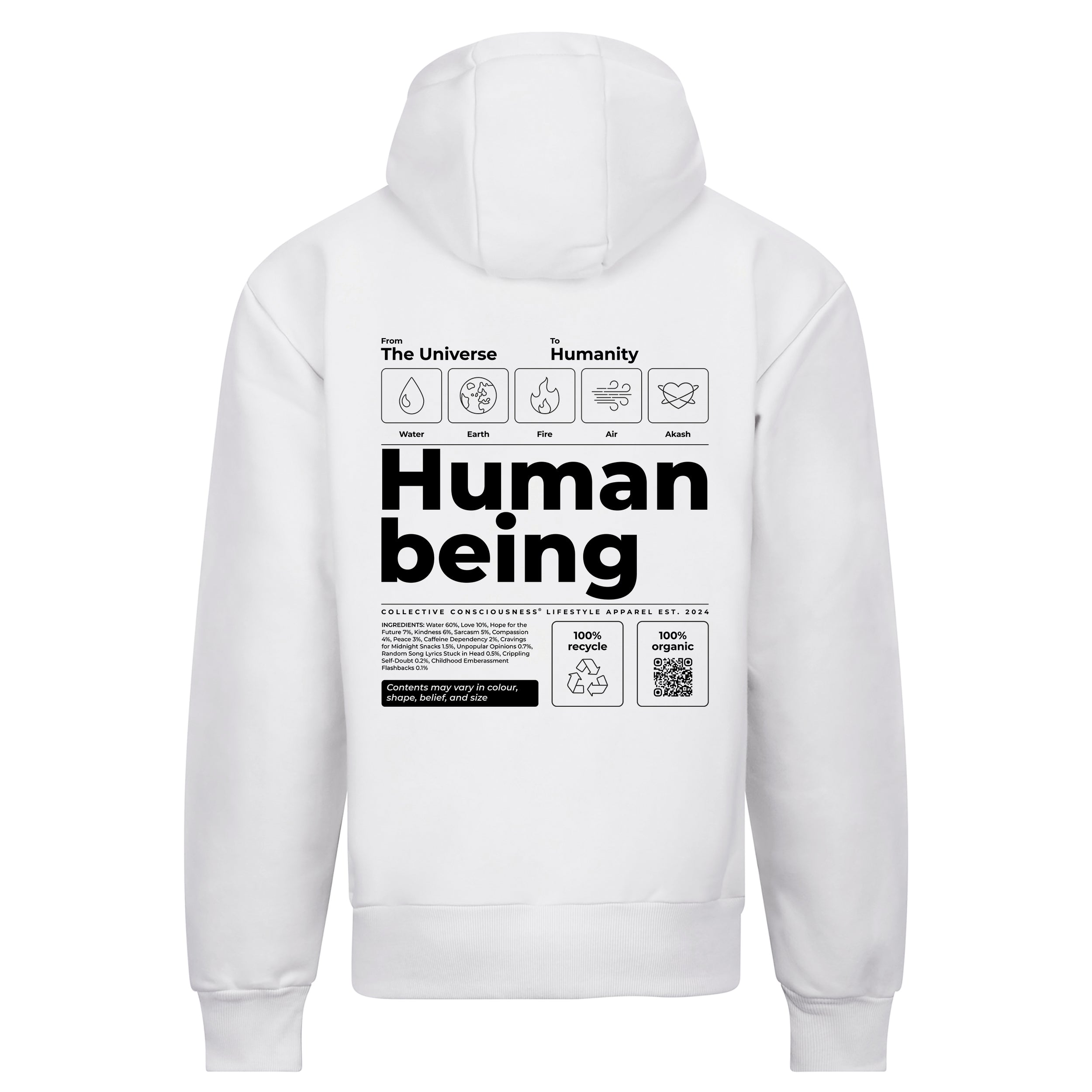 "Human Being" White Signature Hoodie